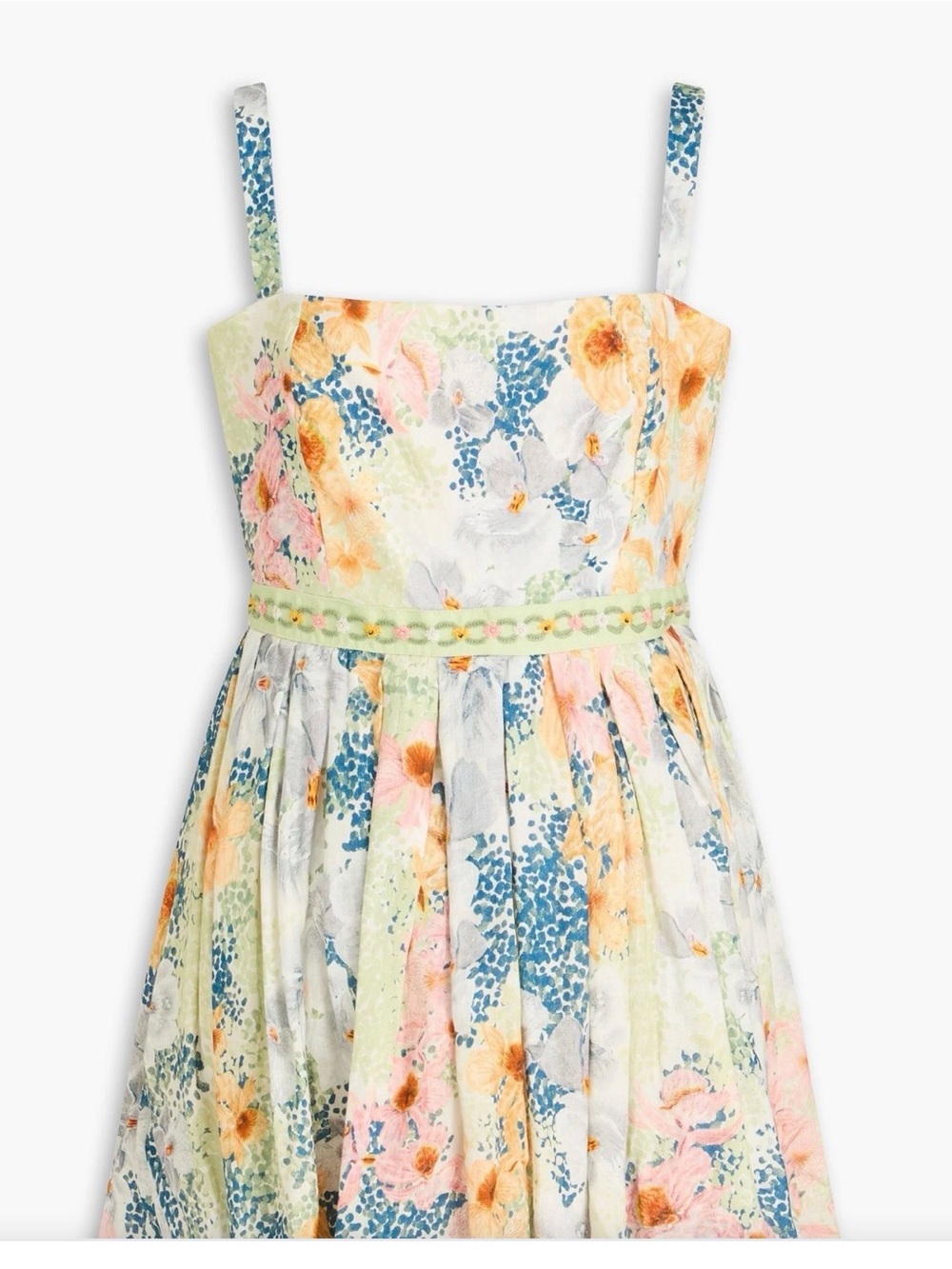 Agua by Agua Bendita Floral Strappy Sundress in White, Blue, Peach & Green